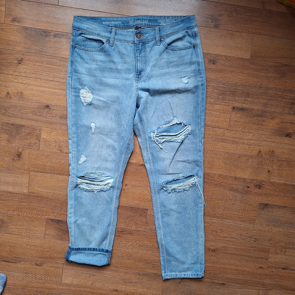 Soundstyle Hayden GIRLFRIEND Distressed Light Blue Women's Jeans SZ 12